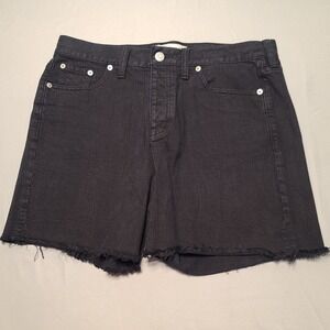 Madewell Denim Shorts Women 27 Black Raw Hem Frayed Cotton Stretch Casual Summer